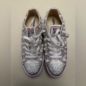 Hand Beaded and Crystal Converse All Star Low Top Sneakers